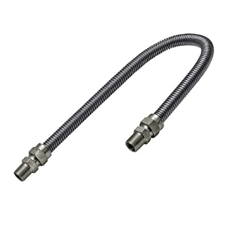 Flextron Gas Line Hose 3/8'' O.D. x 36'' Length with 1/2" MIP Fittings, Stainless Steel Flexible Connector FTGC-SS14-36A